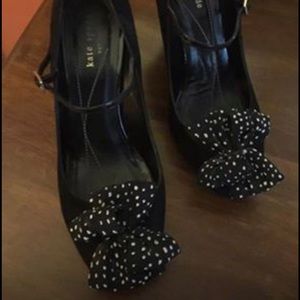 Kate Spade Pumps, Black Suede Polka Dot Bows